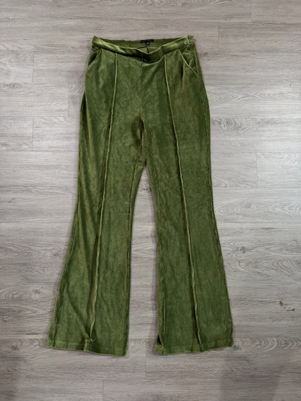 Hunter and Brown Women's Olive Green Flared Corduroy Pants